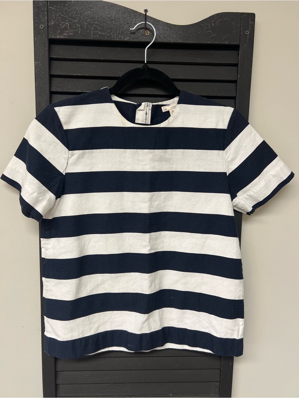 GAP Navy and White Striped Short-Sleeve Top